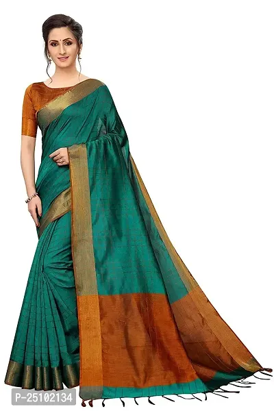 NITA CREATION Women's Fancy Vivam Woven Saree With Blouse Piece (Green)-thumb0