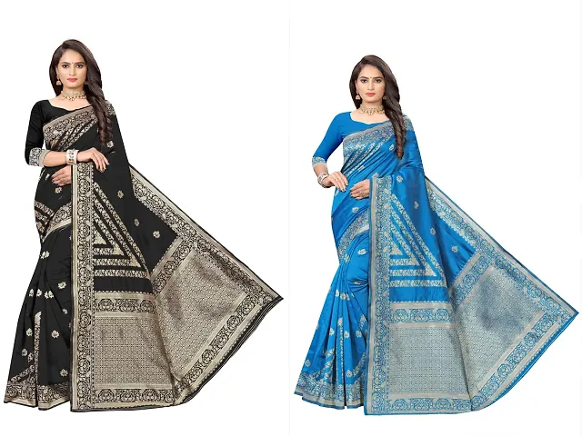 Fancy Silk Blend Saree with Blouse Piece for Women