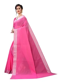 NITA CREATION Women's Woven Cotton Silk Woven Saree With Blouse Piece (Pink)-thumb1