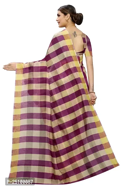 NITA CREATION Women's Cotton Silk Woven Saree With Blouse Piece(Darbar Woven Sarees (Wine Pink)-thumb4