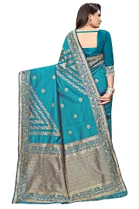 NITA CREATION Women's Fancy Banarasi Silk Jacquard woven Saree With Blouse Piece (RAMA)-thumb1