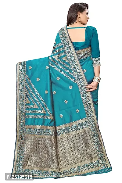 NITA CREATION Women's Fancy Banarasi Silk Jacquard woven Saree With Blouse Piece (RAMA)-thumb2