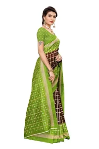 NITA CREATION Women's Art Silk Woven Saree With Blouse Piece (Bandhani Checks_Parrot Coffee Brown)-thumb2