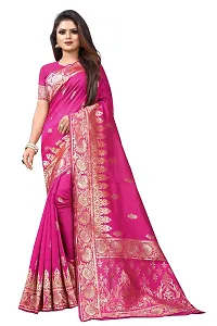 NITA CREATION Fashionista Women's Banarasi Jacquard Silk Woven Saree With Blouse Piece (Pink)-thumb1