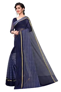 NITA CREATION Women's Woven Cotton Silk Woven Saree With Blouse Piece (Navy Blue)-thumb1