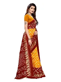 NITA CREATION Beautiful Women?S Art Silk Woven Saree With Bandhani Hathi Print and Blouse Piece (Red Yellow)-thumb1