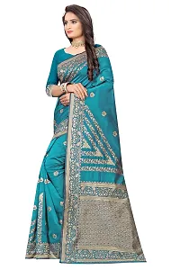 NITA CREATION Women's Fancy Banarasi Silk Jacquard woven Saree With Blouse Piece (RAMA)-thumb2