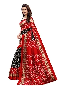 NITA CREATION Beautiful Women?S Art Silk Woven Saree With Bandhani Hathi Print and Blouse Piece (Red Black)-thumb2