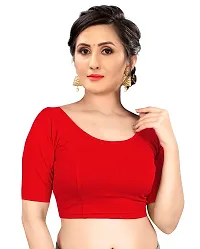 NITA CREATION Women's Linen Woven Saree With Blouse Pieces (Red)-thumb3