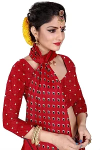 NITA CREATION Women Ethnic Wear Khadi Silk Woven Saree With Blouse Piece (Zigzag_Red)-thumb4