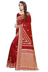 NITA CREATION Women's Fancy Banarasi Silk Jacquard woven Saree With Blouse Piece (MAROON)-thumb2