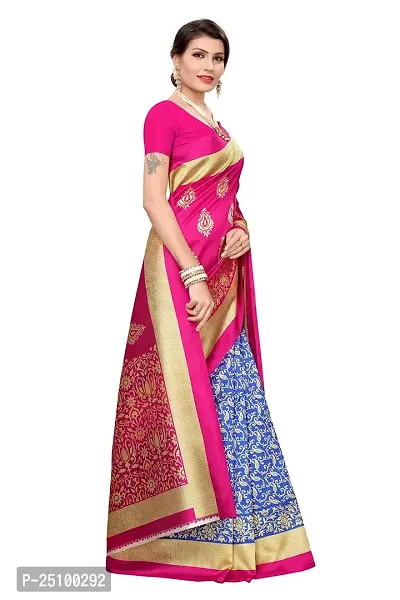 NITA CREATION Women's Art Silk Printed Woven Saree With Blouse Piece (Pink)-thumb3