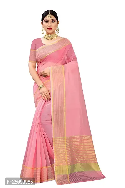 NITA CREATION Women's Beautiful Cotton Silk Woven Saree With Blouse Piece(Rupali Woven Sarees (Peach Pink)