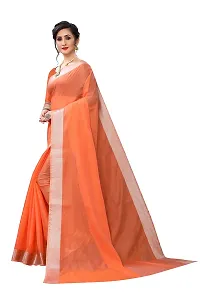 NITA CREATION Women's Woven Cotton Silk Woven Saree With Blouse Piece (Fanta Orange)-thumb1