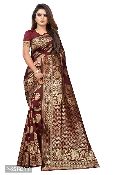 NITA CREATION Fashionista Women's Banarasi Jacquard Silk Woven Saree With Blouse Piece (Maroon)