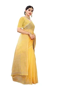 NITA CREATION Women's Beautiful Cotton Silk Woven Saree With Blouse Piece(Rupali Woven Sarees (Yellow)-thumb2