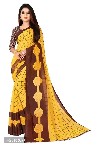 NITA CREATION Women's Georgette Woven Saree With Blouse Piece (Pavitra Woven Sarees_Yellow)-thumb0