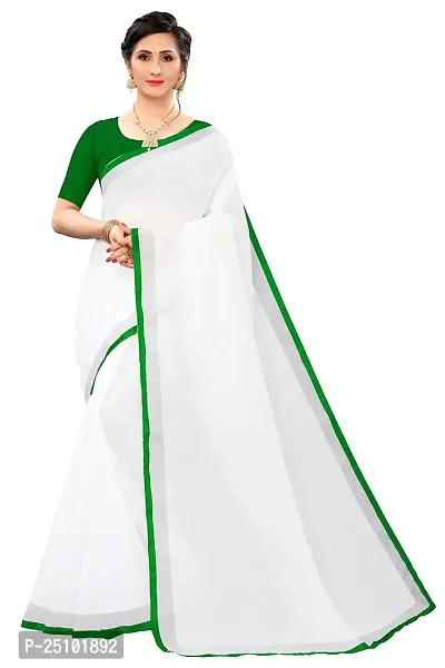 NITA CREATION Women's Linen Woven Saree With Blouse Pieces (Green)