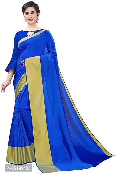 NITA CREATION Elegant Women's Cotton Silk Woven Saree With Blouse Piece(Monika Woven Sarees_Blue)-thumb0