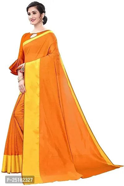 NITA CREATION Elegant Women's Cotton Silk Woven Saree With Blouse Piece(Monika Woven Sarees_Orange)-thumb3