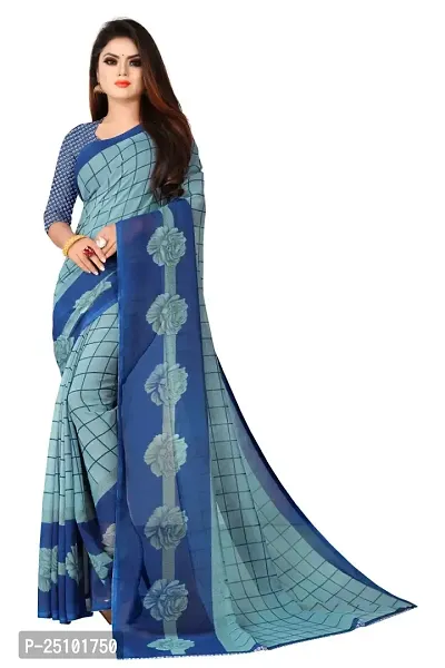 NITA CREATION Women's Georgette Woven Saree With Blouse Piece (Pavitra Woven Sarees_Blue)