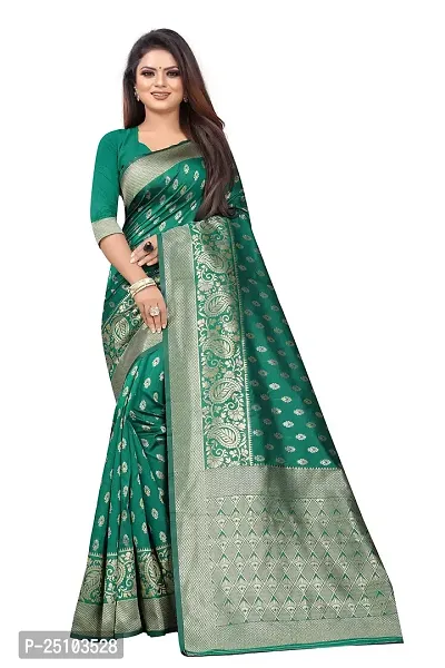 NITA CREATION Fashionista Women's Banarasi Jacquard Silk Woven Saree With Blouse Piece (Rama Green)