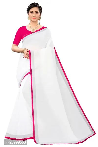 NITA CREATION Women's Linen Woven Saree With Blouse Pieces (Pink)