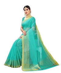 NITA CREATION Women's Beautiful Cotton Silk Woven Saree With Blouse Piece(Nirali Woven Sarees_Rama Green)-thumb4