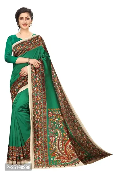 NITA CREATION Exclusive Kalamkari Woven Sarees For Women With Blouse Piece Printed Khadi Silk Material (Green)