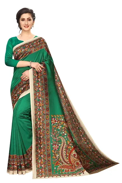 NITA CREATION Exclusive Kalamkari Woven Sarees For Women With Blouse Piece Khadi Silk Material (Green)