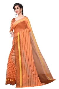 NITA CREATION Women's Woven Cotton Silk Woven Saree With Blouse Piece (Orange)-thumb1