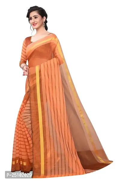 NITA CREATION Women's Woven Cotton Silk Woven Saree With Blouse Piece (Orange)-thumb2