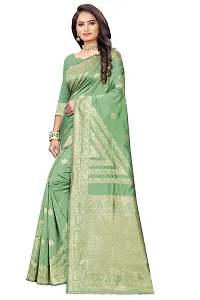 NITA CREATION Fashionista Women's Banarasi Jacquard Silk Woven Saree With Blouse Piece (Pista Green)-thumb2