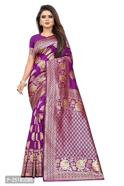 NITA CREATION Fashionista Women's Banarasi Jacquard Silk Woven Saree With Blouse Piece (Pink)