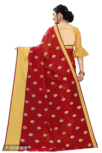 NITA CREATION Elegant Women's Art Silk Woven Saree With Blouse Piece(Kundan Woven Sarees_Red)-thumb3