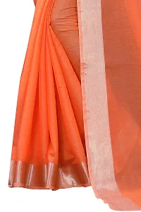 NITA CREATION Women's Woven Cotton Silk Woven Saree With Blouse Piece (Fanta Orange)-thumb3