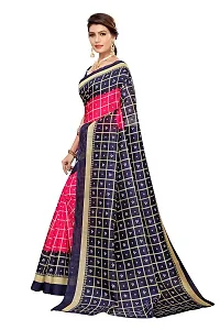 NITA CREATION Women's Art Silk Woven Saree With Blouse Piece (Bandhani Checks_Navy Pink)-thumb1