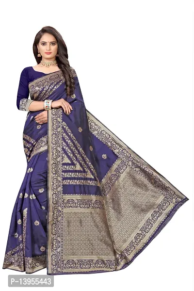 Fancy Silk Blend Saree with Blouse Piece for Women