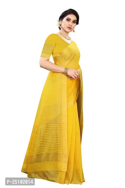 NITA CREATION Women's Beautiful Cotton Silk Woven Saree With Blouse Piece(Nirali Woven Sarees_Yellow)-thumb3