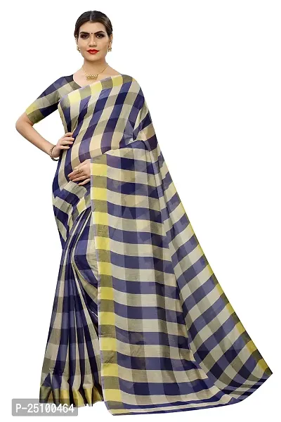 NITA CREATION Women's Cotton Silk Woven Saree With Blouse Piece(Darbar Woven Sarees (Navy Blue)-thumb0