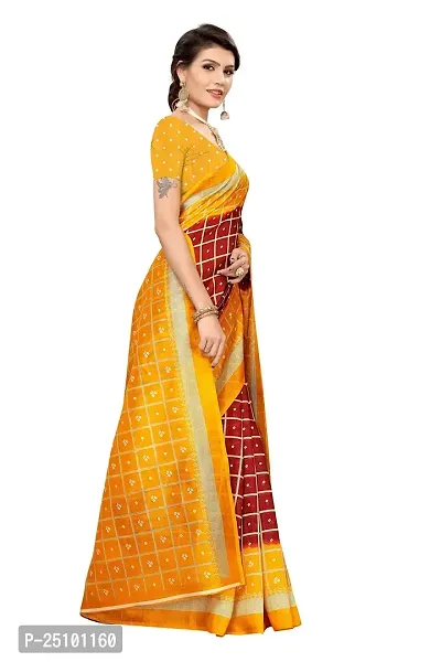 NITA CREATION Women's Art Silk Woven Saree With Blouse Piece (Bandhani Checks_Mustard Maroon)-thumb3