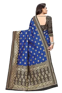 NITA CREATION Fashionista Women's Banarasi Jacquard Silk Woven Saree With Blouse Piece (Black)-thumb3