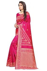 NITA CREATION Women's Fancy Banarasi Silk Jacquard woven Saree With Blouse Piece (PINK)-thumb2