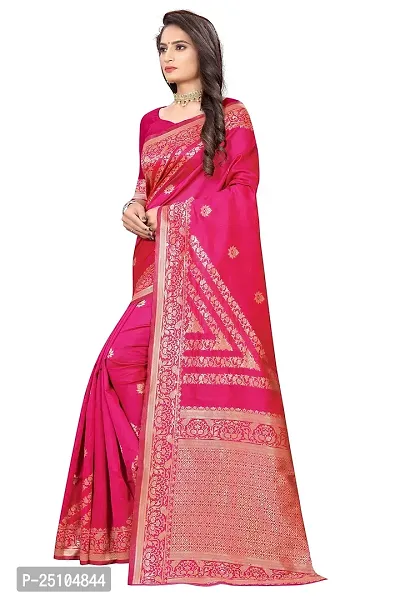 NITA CREATION Women's Fancy Banarasi Silk Jacquard woven Saree With Blouse Piece (PINK)-thumb3