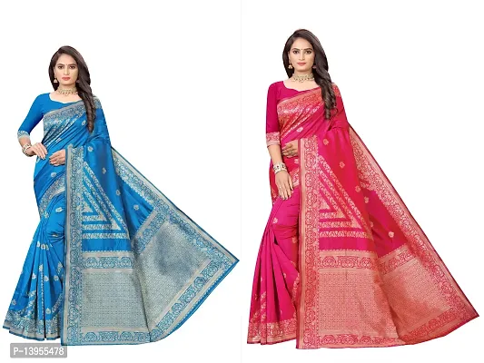 Fancy Silk Blend Saree with Blouse Piece for Women