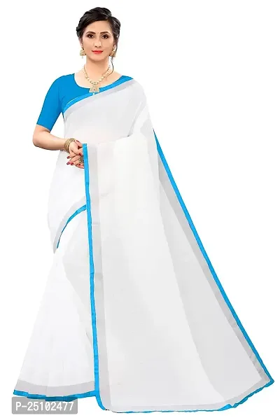 NITA CREATION Women's Linen Woven Saree With Blouse Pieces (Sky Blue)