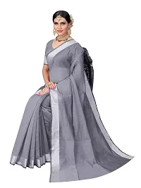 NITA CREATION Women's Woven Cotton Silk Woven Saree With Blouse Piece (Grey)-thumb3