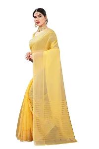 NITA CREATION Women's Beautiful Cotton Silk Woven Saree With Blouse Piece(Rupali Woven Sarees (Yellow)-thumb1