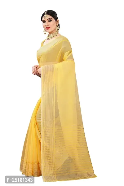 NITA CREATION Women's Beautiful Cotton Silk Woven Saree With Blouse Piece(Rupali Woven Sarees (Yellow)-thumb2