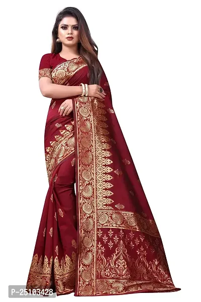 NITA CREATION Fashionista Women's Banarasi Jacquard Silk Woven Saree With Blouse Piece (Maroon)